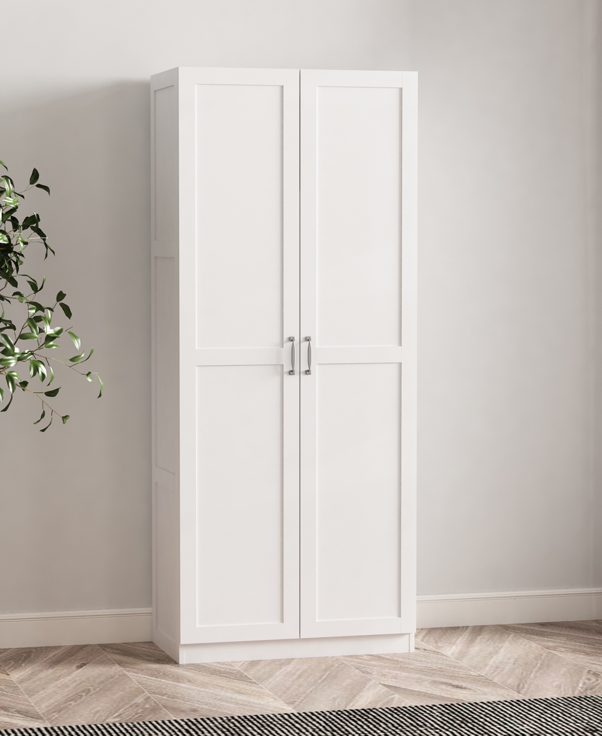 Manhattan Comfort 29.61" Cornelia Wood 4-shelf Storage Closet In White