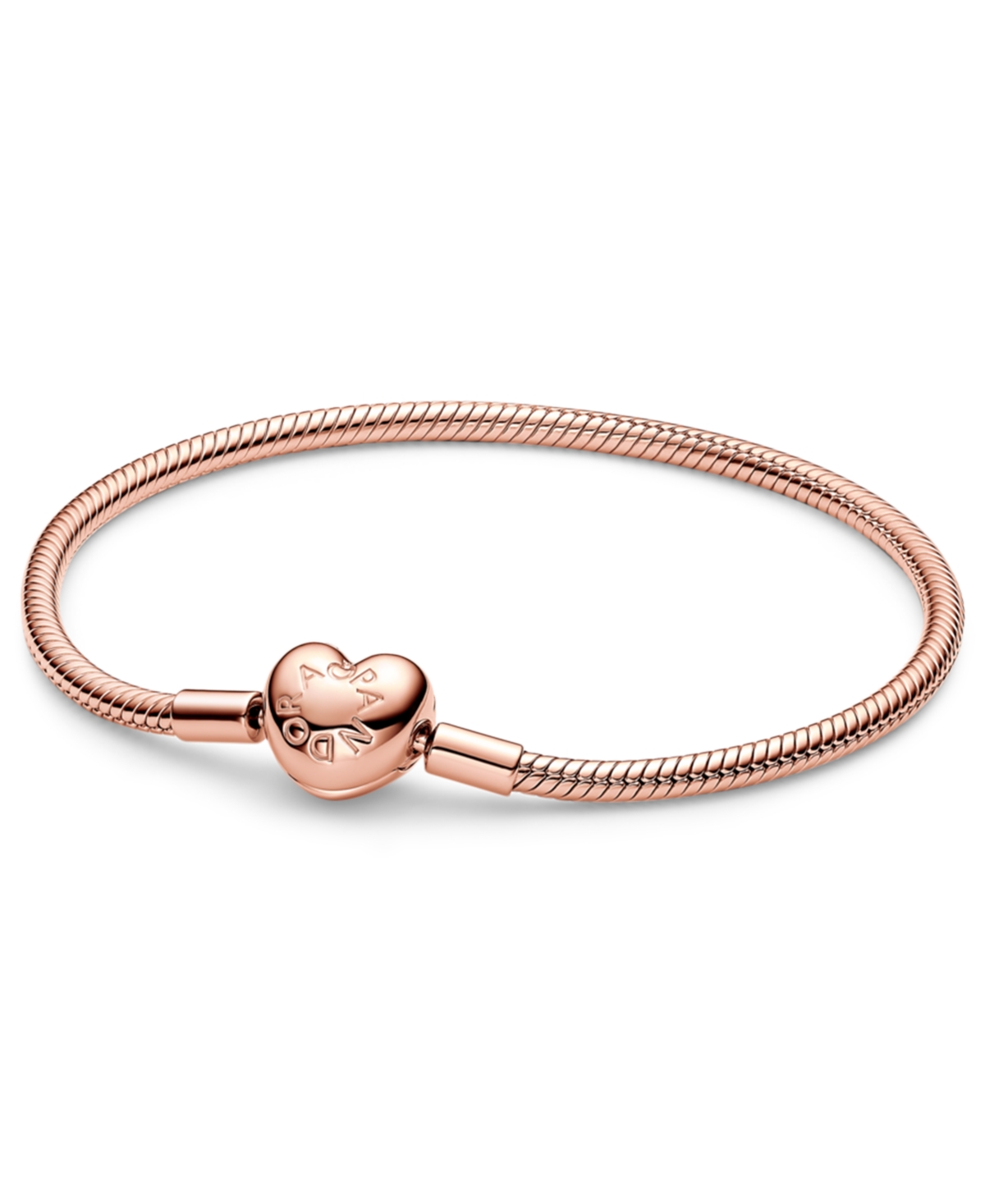 14k Gold or 14k Rose-Gold-Plated Barrel Clasp Snake Chain Bracelet - Rose Gold