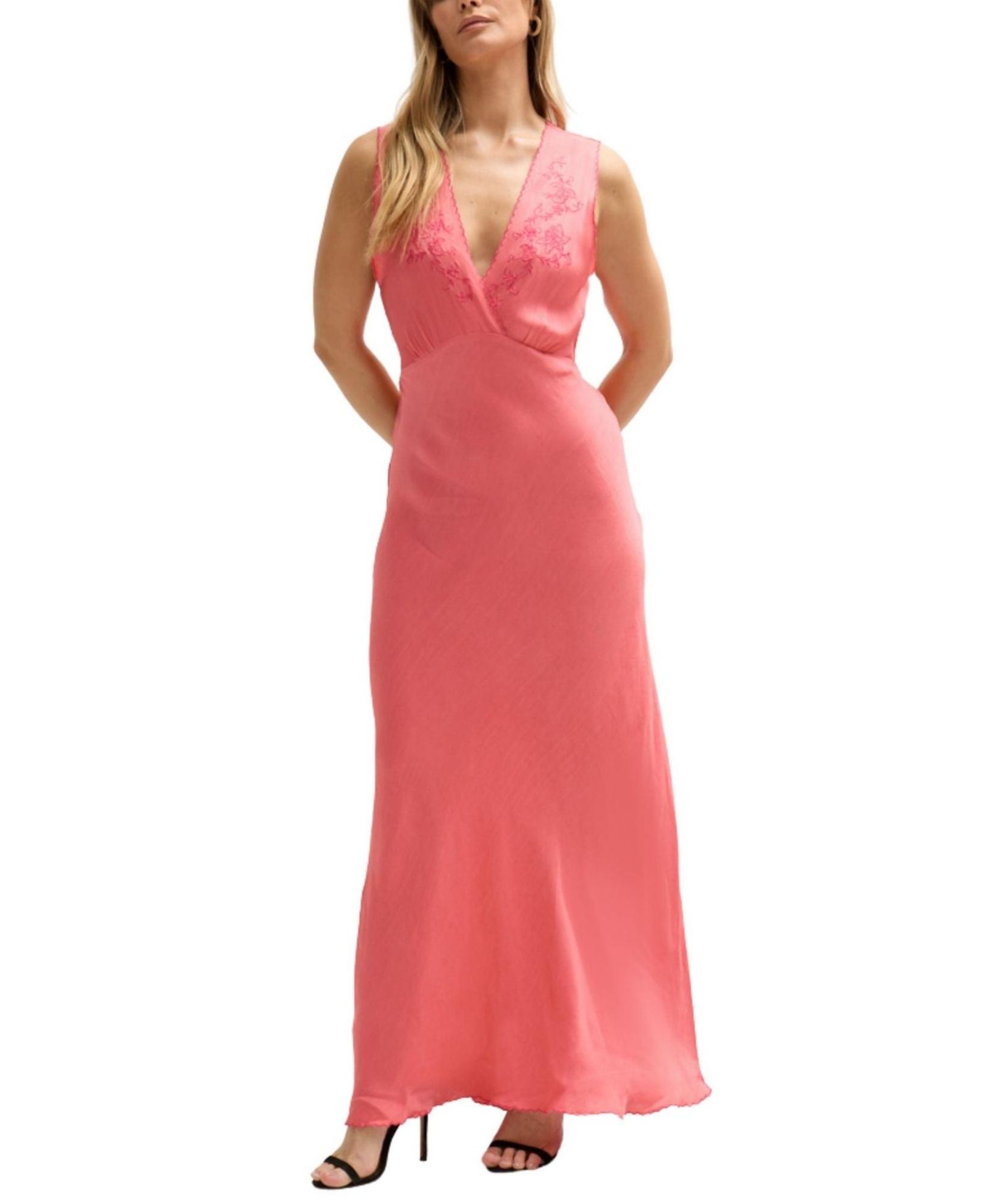 Women's Pandora Bias Cut Sleeveless Embroidered Maxi Dress