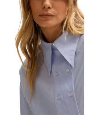 Women's Dapper Double Placket Stripe Shirt