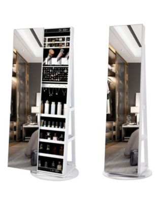 Vlsrka 360° Swivel Free-Standing Jewelry Armoire Cabinet with Mirror - Macy's