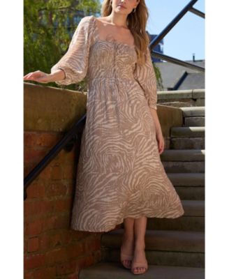 Women's Lauren Shirred Bodice Banana Print Maxi Dress