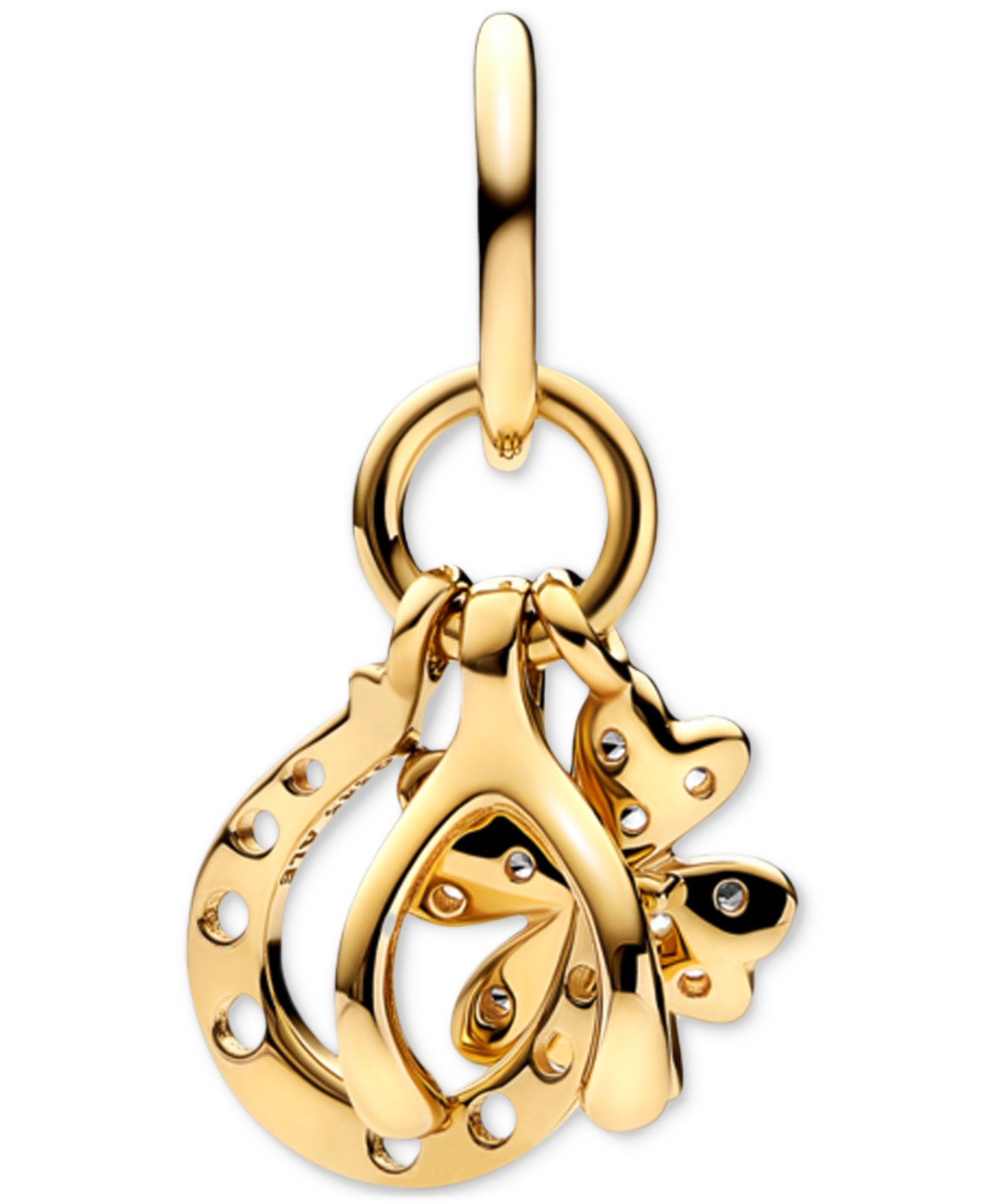 KATSEYE X Pandora® 14k Gold Clover, Wishbone and Horseshoe Cubic Zirconia Dangle Charm