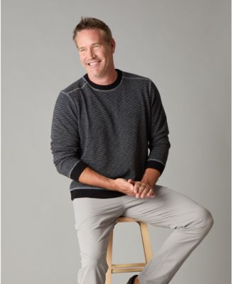 Men's Itch-Free Merino Wool Striped Crewneck Sweater with Lining