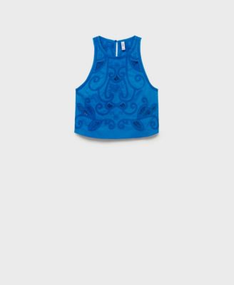 MANGO - Women's Embroidered Cotton Top