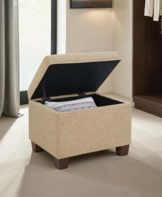 21.75" Faux Linen Madison Storage Ottoman