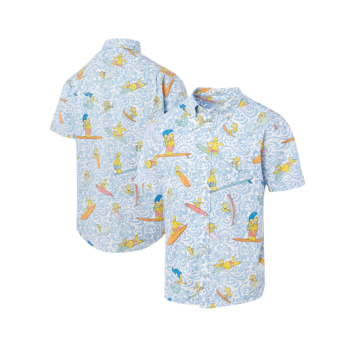 Men's Light Blue The Simpsons Cowabunga Tailored Button-Down Shirt