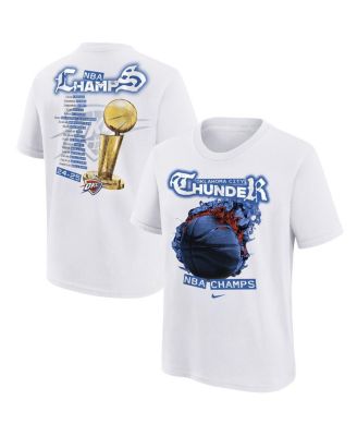 Nike - Big Boys and Girls White Oklahoma City Thunder 2025 NBA Finals Champions Parade Roster T-Shirt