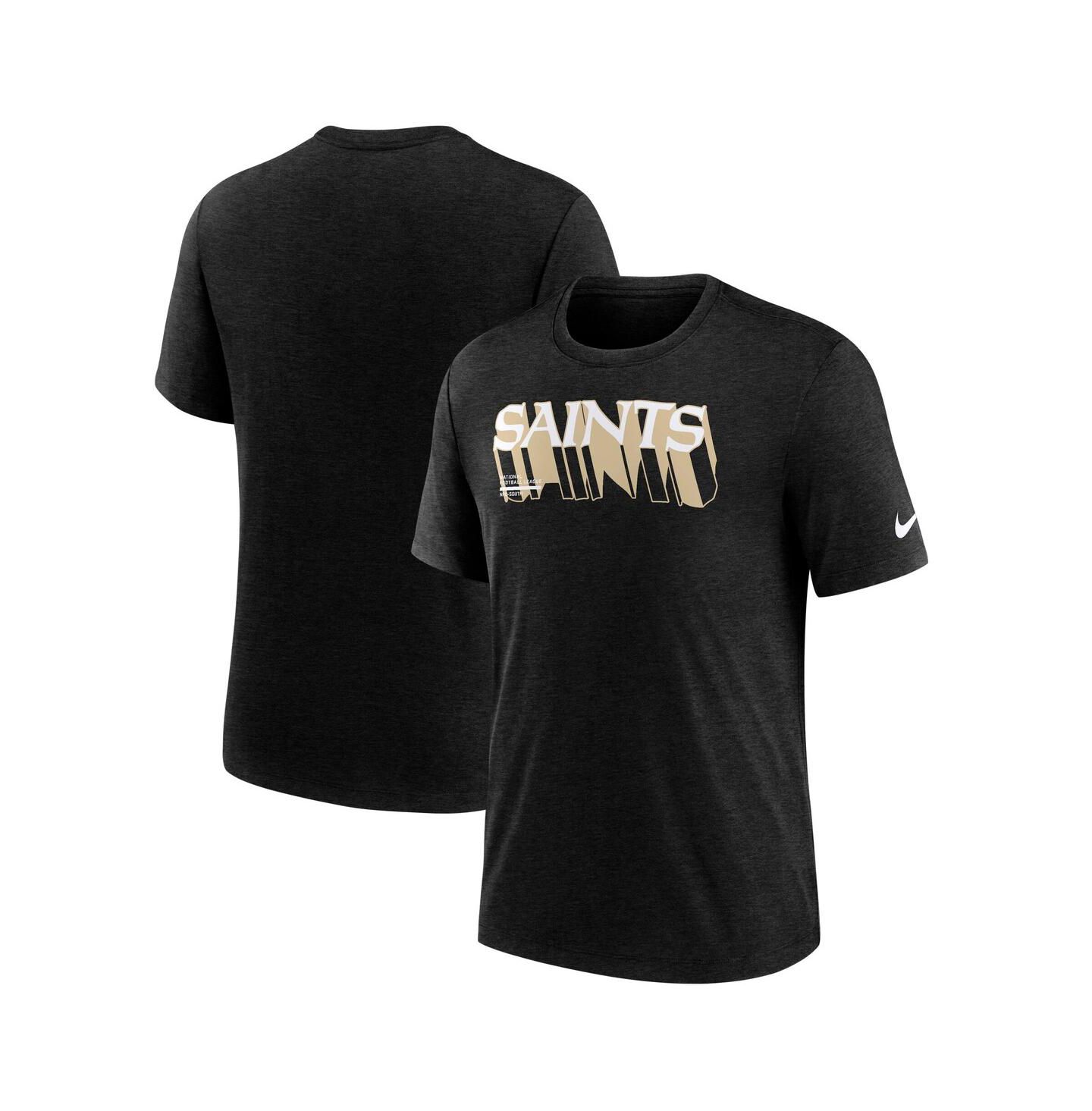 Мужская футболка Nike Heather Black New Orleans Saints Long Pass Tri-Blend — фото 1