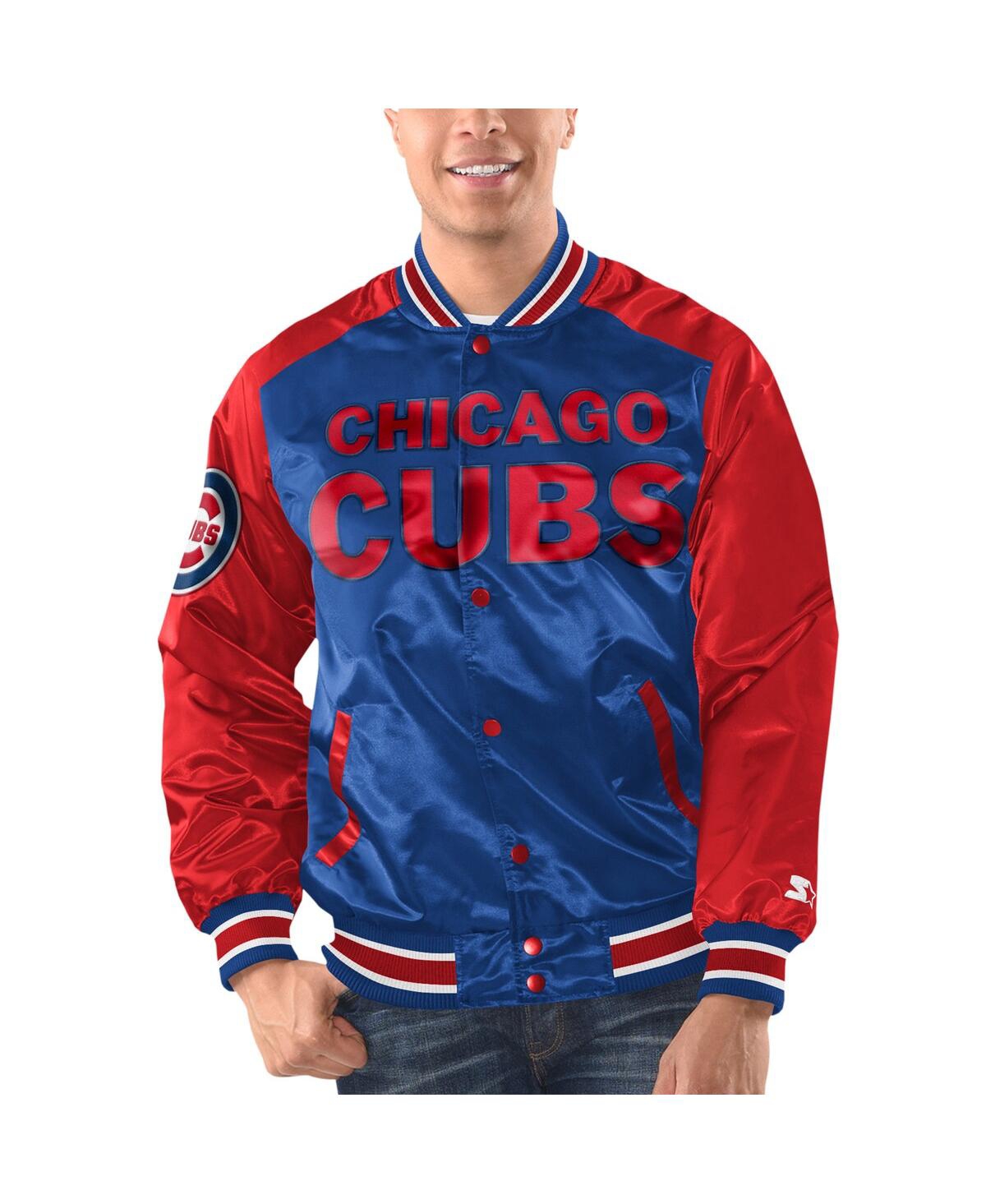 Men's Royal/Red Chicago Cubs Varsity Satin Full-Snap Jacket - Royal, Red