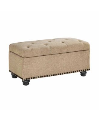 35.5" Faux Linen 7th Avenue Storage Ottoman