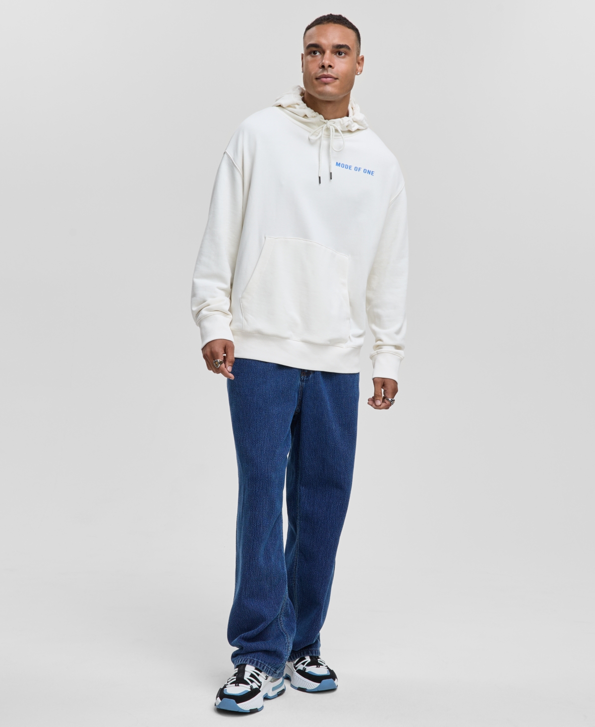 Mode Of One Men's Relaxed-fit Control Graphic-print Pullover Hoodie, Macy's Exclusive In White