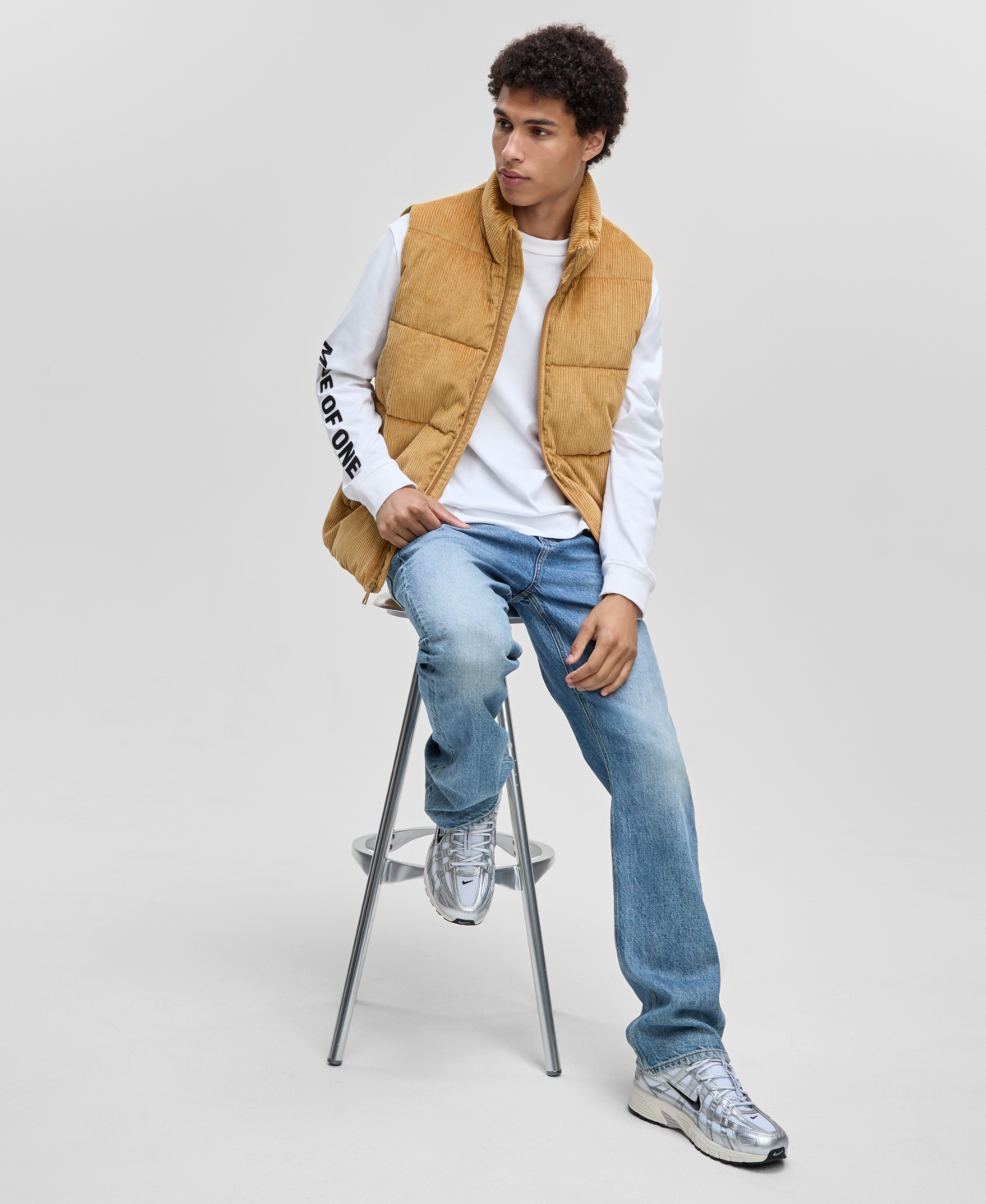 Mode Of One Men's Relaxed-fit Corduroy Puffer Vest, Macy's Exclusive In Orange