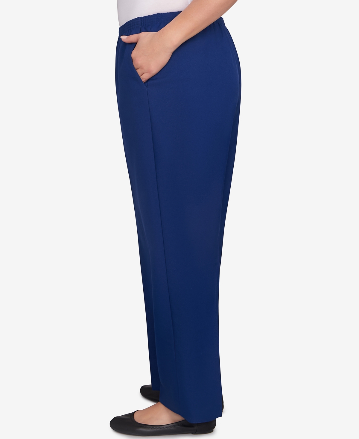 Alfred Dunner Plus Size Classic Poly Accord Medium Length Pants In Blue
