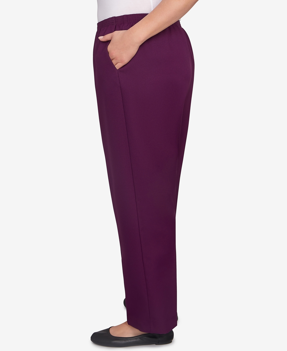Alfred Dunner Plus Size Classic Poly Accord Medium Length Pants In Purple