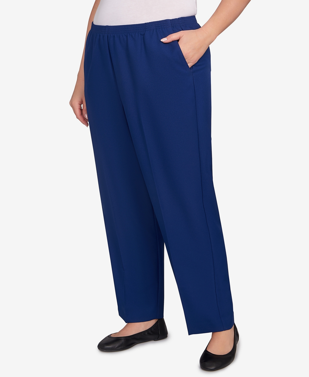 Alfred Dunner Plus Size Classic Poly Accord Medium Length Pants In Blue