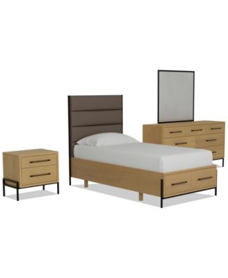 Linstead 3-Pc. Twin Upholstered Storage Set (Bed, Dresser & Nightstand), Created for Macy's