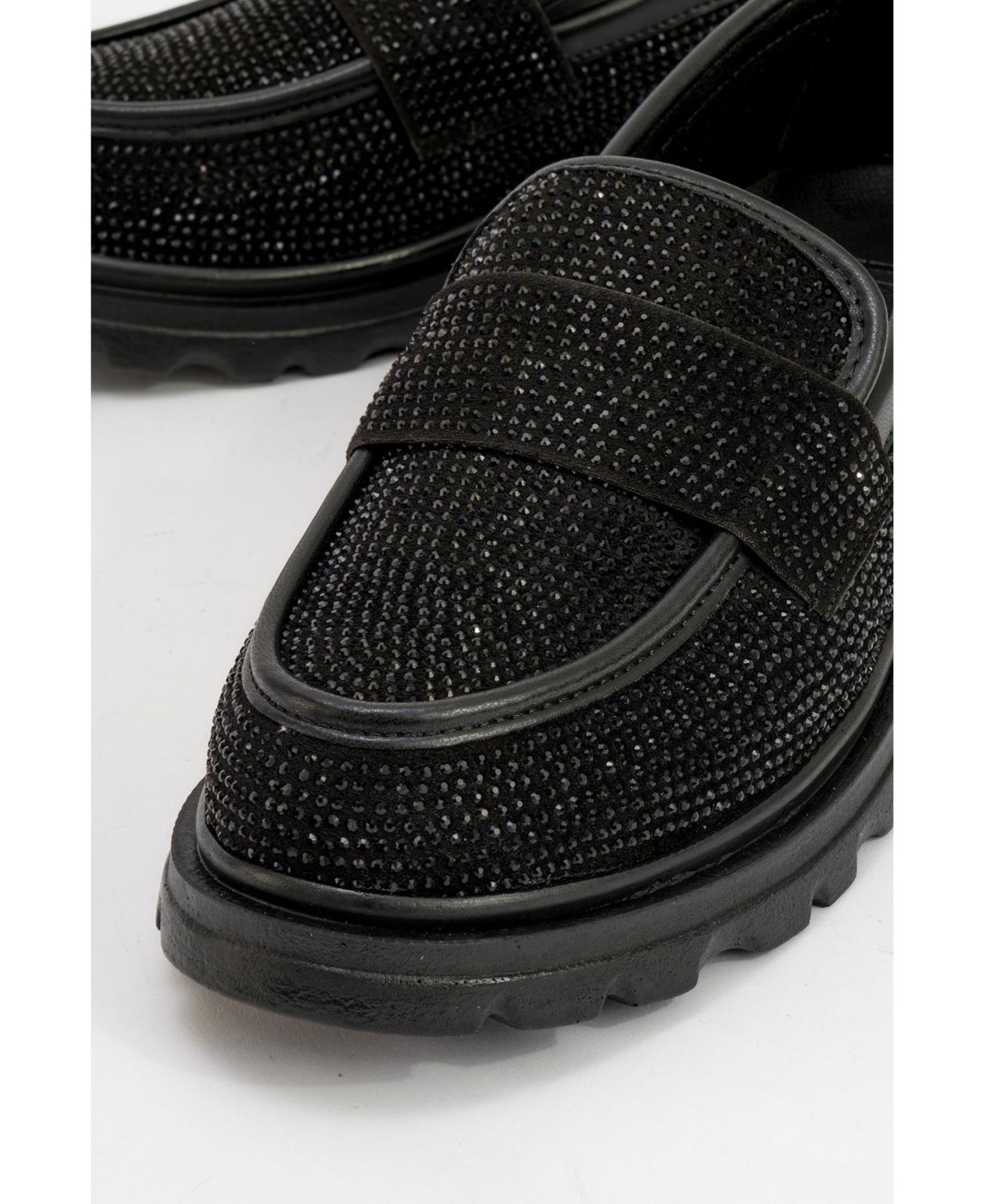Женские замшевые лоферы Prologue Shoes Babel с камнями, цвет: Чёрная искусственная кожа — фото 2