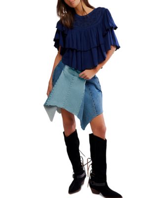 Women's Rose Party Ruffled Cotton Top