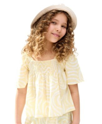Little Girls Raffya Nia Shirred Neck Zebra Swirl Print Co-Ords Set