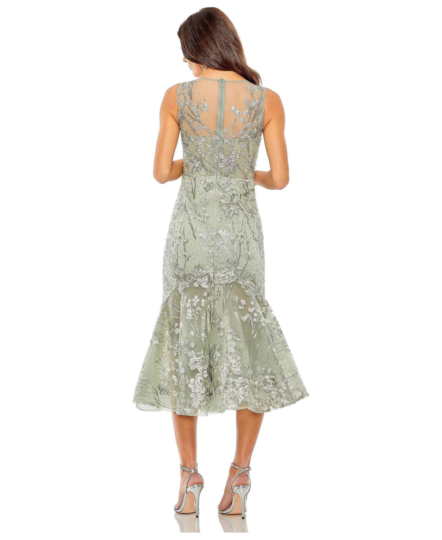 Женское платье Mac Duggal Sleeveless Embroidered Detail Mermaid, цвет: Шалфейный разноцветный — фото 2