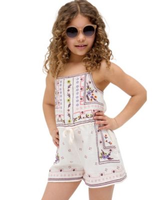 Sailor Necktie All Over Embroidered Romper