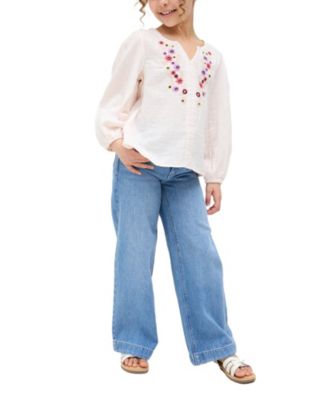 Kids Dina V-Neck Embroidered Blouse