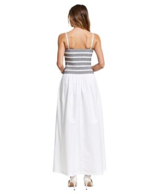 Women's Smocked Bodice A-Line Maxi Dress