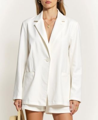 Women's Single Button Blazer and Elastic Waist Short Set