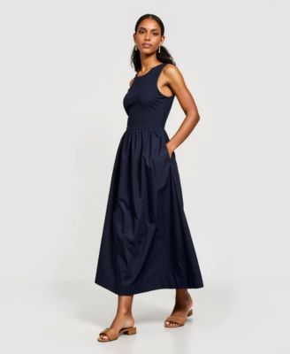 Women's Sleeveless Fit-And-Flare Seam Waist Maxi Dress