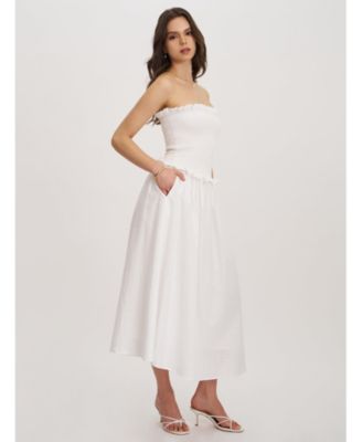 Women's Quadiya Smock Top Strapless Drop Waist Midi Dress