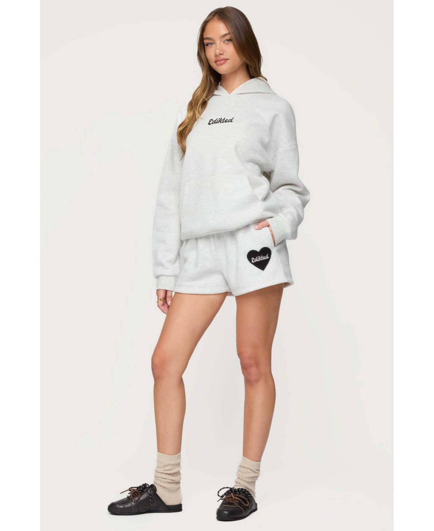 Женские шорты Big Love Edikted Sweat Shorts, цвет: Серый меланжевый — фото 3