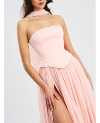 Women's Qianna Baby Pink Peplum Top Drop Waist Chiffon Gown