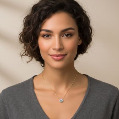 Two-Tone with Clear Bezel Set Cubic Zirconia Solitaire Necklace