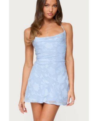 edikted ayv sequin floral backless mini dress Women's Embroidered Chiffon Floral print