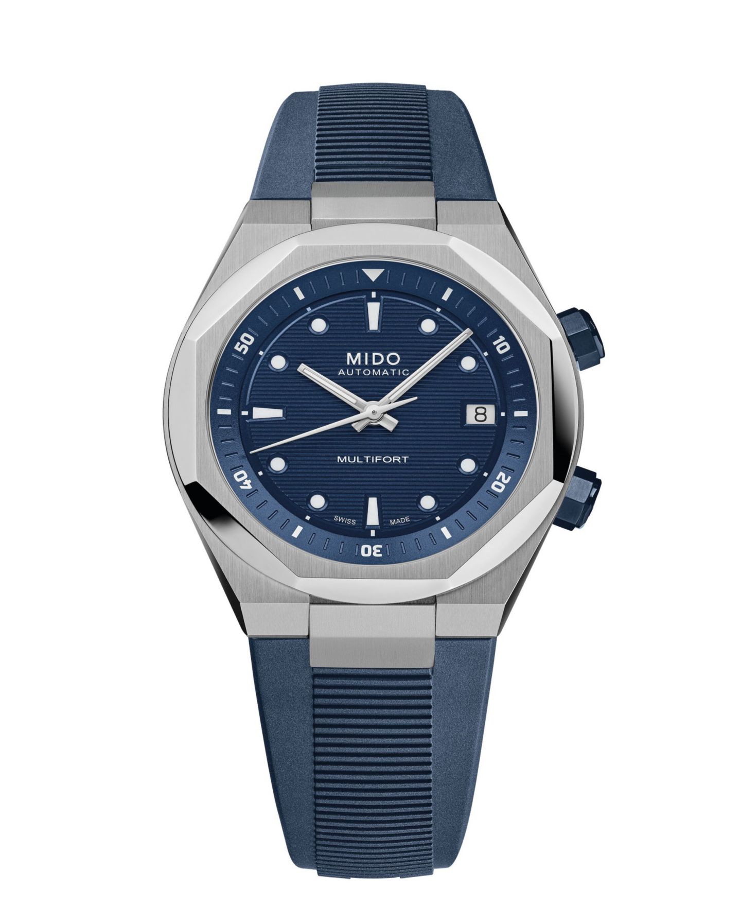 Часы Mido Unisex Multifort 8 Blue Rubber Swiss Automatic, 40mm — фото 1