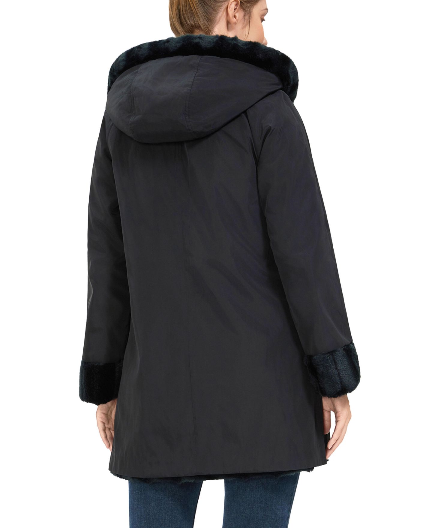 Женское пальто BGSD Brielle Hooded Reversible Faux Mink Fur, цвет: Чёрный — фото 6