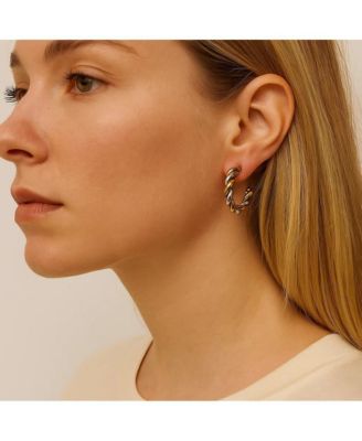Gilded Twist Mixed Metal Two-Tone Hoop Earrings