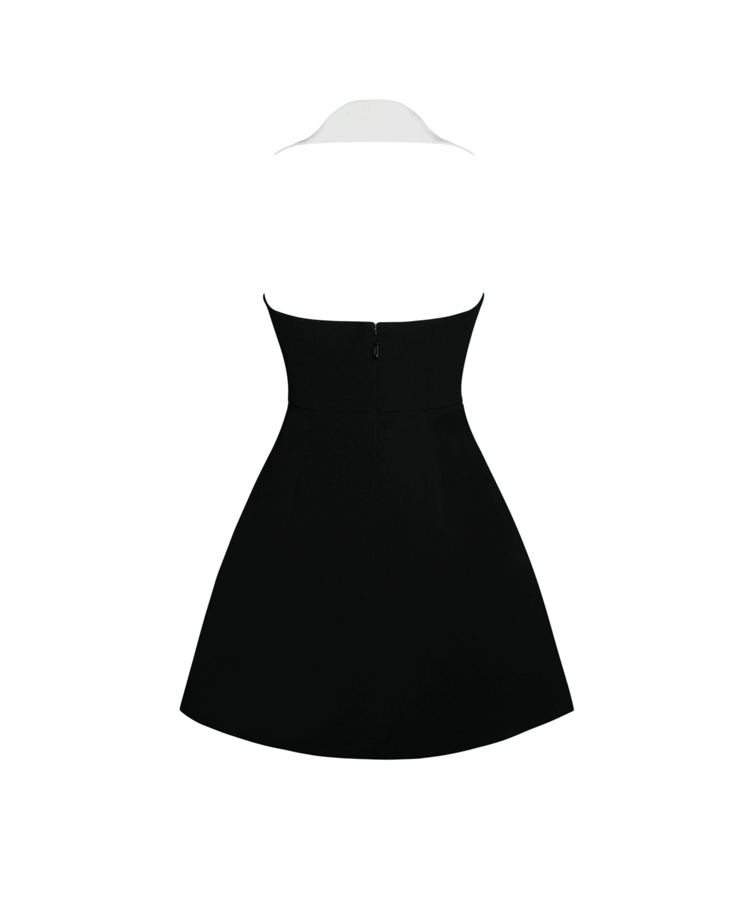 Women Ignacia Office Casual Black and White Halter Mini A-line Dress
