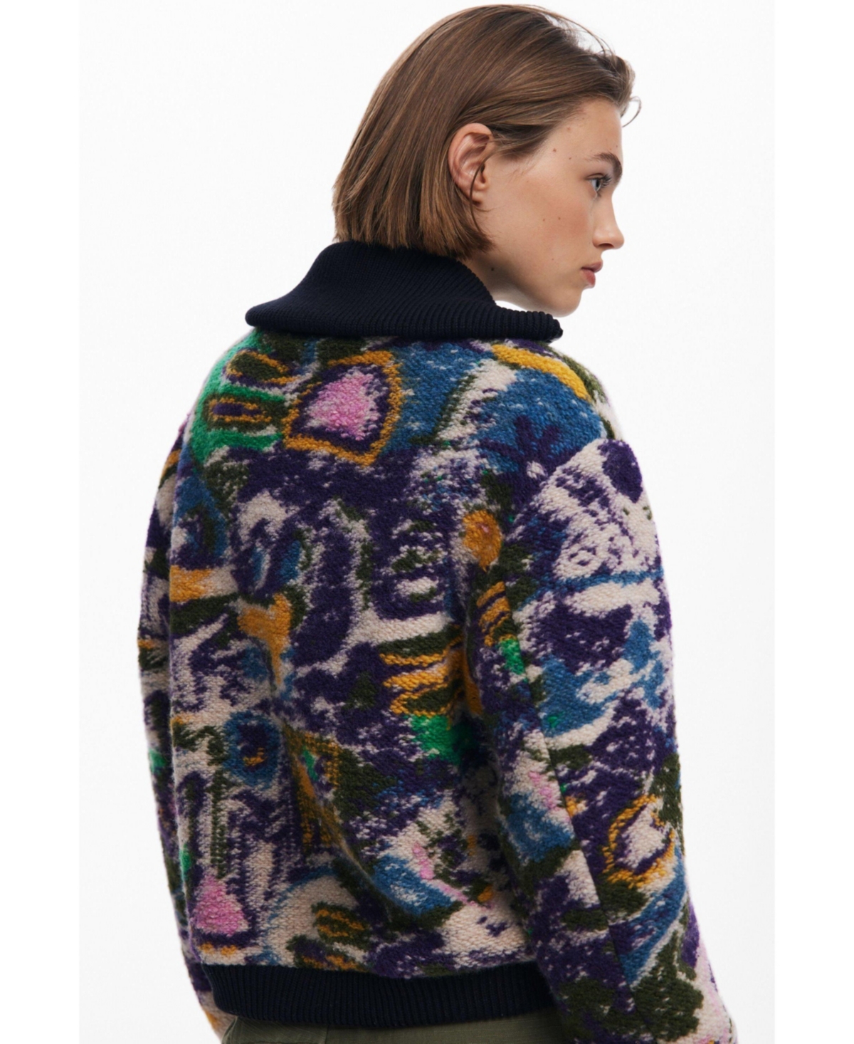 Desigual Wool Blend Woven Jacket In Multi