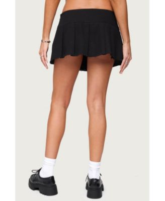 Womens Kore Belt Pleated Denim Micro Skort