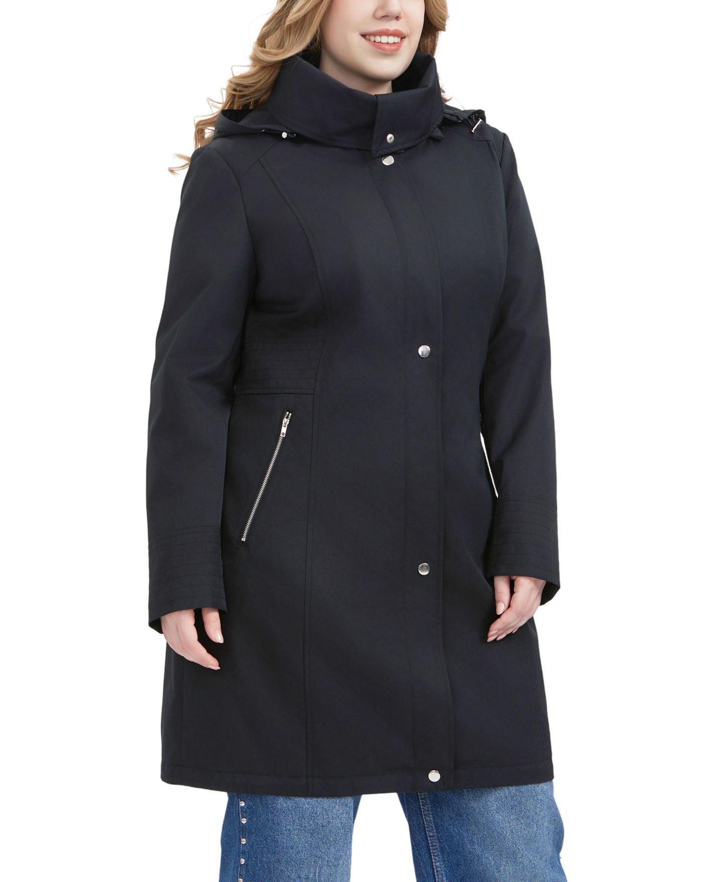 Женское пальто BGSD Plus Size Camila Water Resistant Hooded Anorak, цвет: Чёрный — фото 2