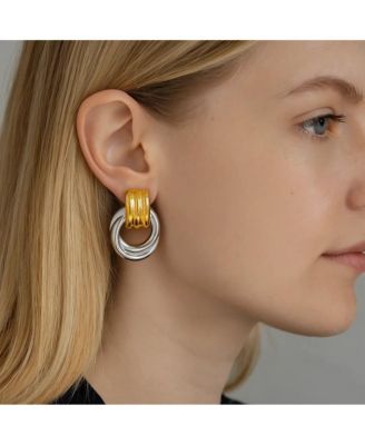 Luna Link Mixed Metal Two-Tone Earrings