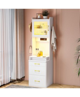 3-in-1 Vanity Desk with LED Sensor Light, Flip Mirror and Drawers