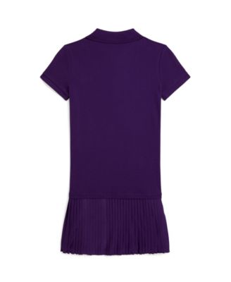 Girls 7-16 Pleated Stretch Mesh Polo Dress