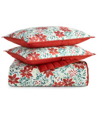 Poinsettia Quilt Set, Full/Queen, Exclusively for Macy's 
