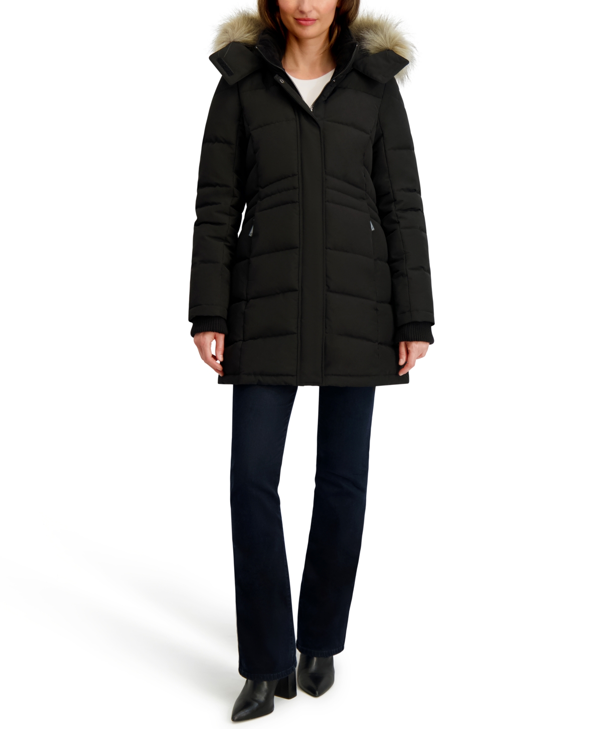 Nautica Women's Hooded Puffer Coat In Black
