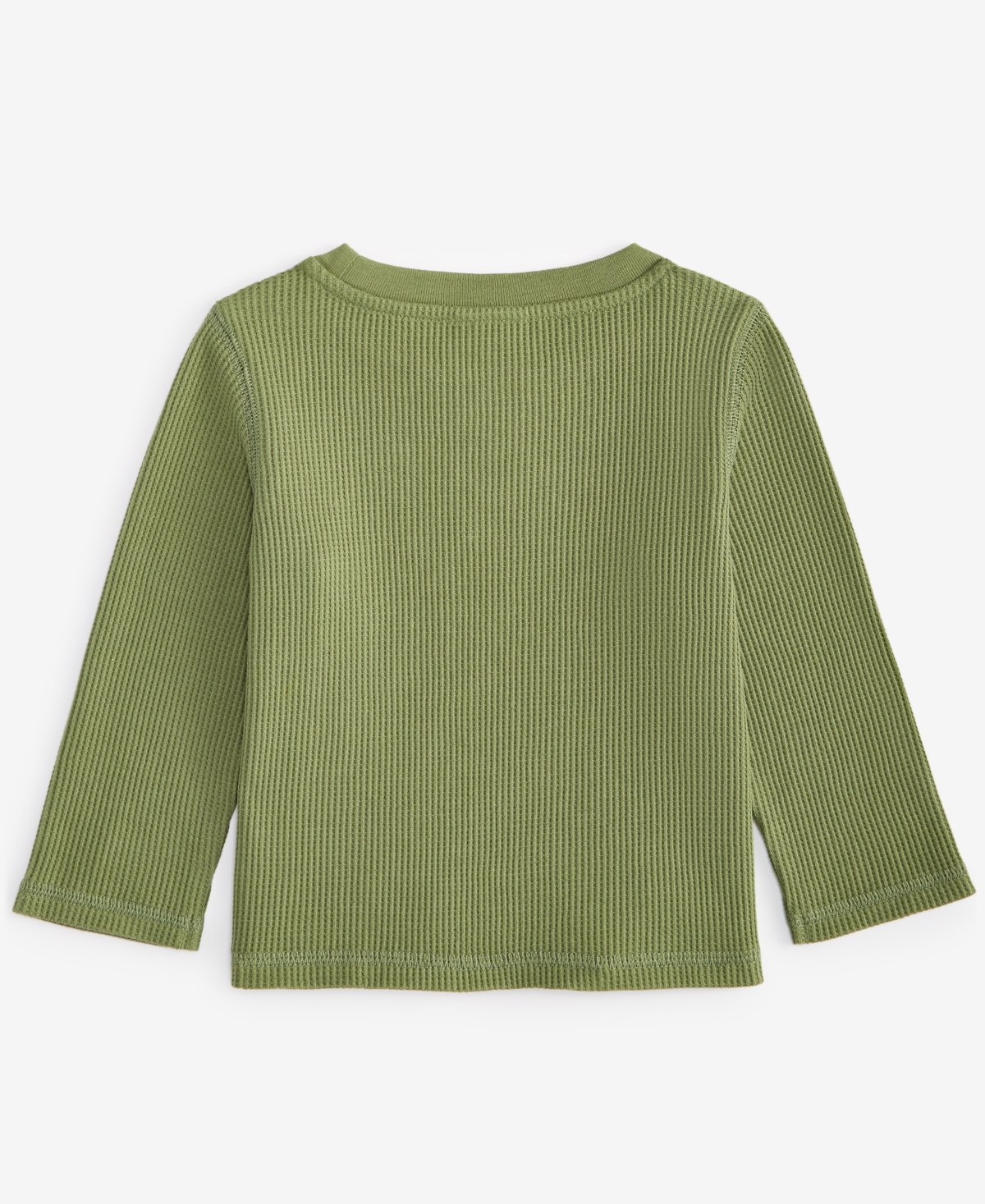 First Impressions Baby Boys Long-sleeve Huddle Up Graphic Waffle T-shirt, Exclusively At Macy's In Green