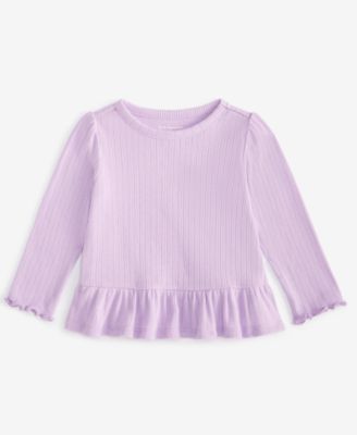 First Impressions Baby Girls Long Sleeve Pointelle T-Shirt - Crocus Petal 3$