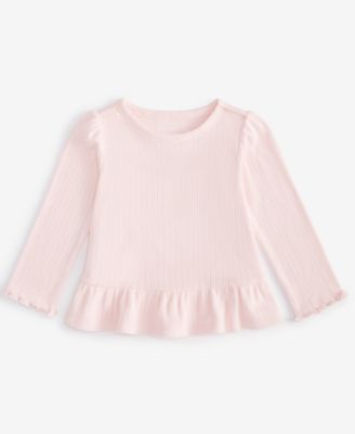 First Impressions Baby Girls Long Sleeve Pointelle T-Shirt - Pink Polish 3$
